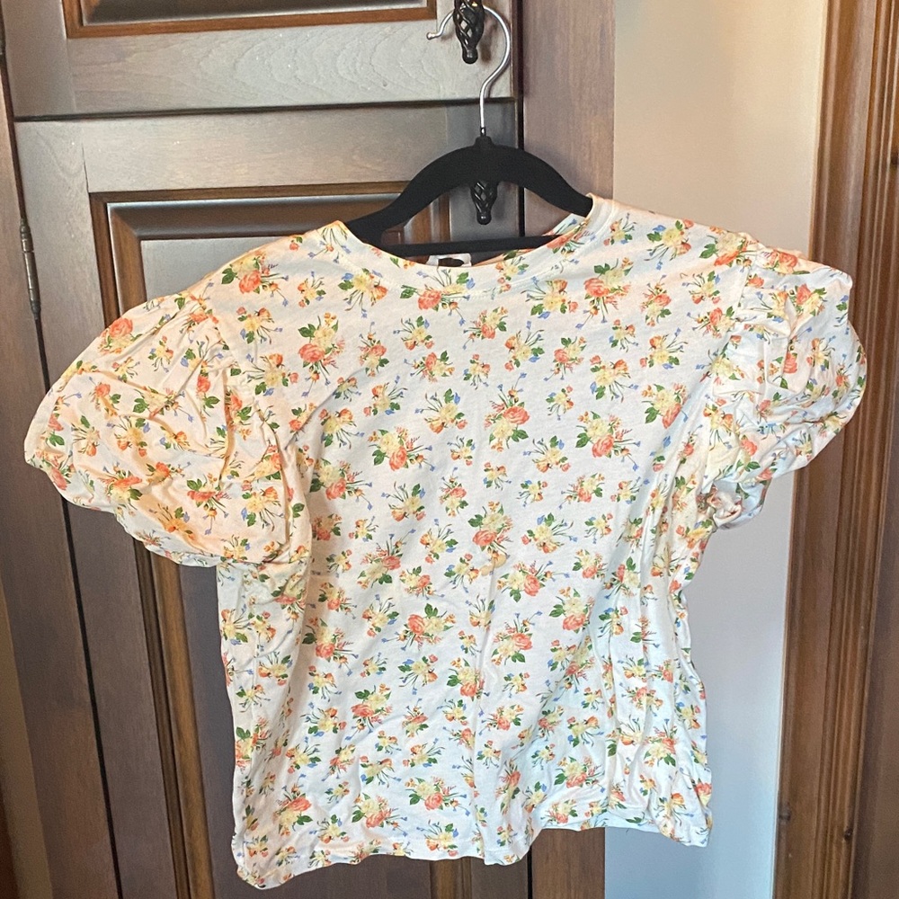 Zara Floral Kids Short Sleeve Tee - White and Multicolor